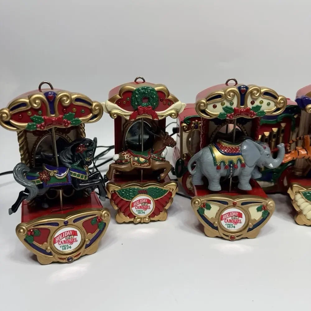 Vintage Mr. Christmas Holiday Carousel Musical & Lights Circus Animals Tested